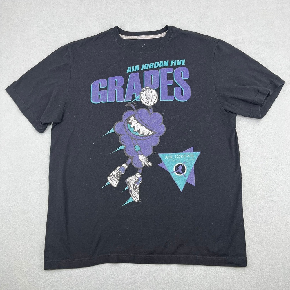 Jordan Brand Mens Air Jordan Five Grapes Flight Club Graphic T-Shirt Black Large